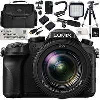 Panasonic Lumix DMC-FZ2500 Digital Camera with V-Log L Function Activation Code 12PC Bundle - Includes 64GB SD Memory Card + 2 Replacement Batteries + More - International Version (No Warranty)