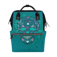 ALIREA Vector Sugar Skull With Ornament Diaper Bag Backpack, Large Capacity Muti-Function Travel Backpack