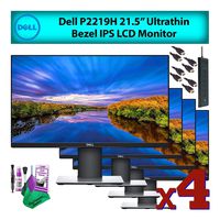 Dell P2219H 22" 16:9 Ultrathin Bezel IPS LCD Computer Monitor (4-Pack) Essentials Bundle with HDMI Cable, Surge Protector, and LCD Screen Cleaning Kit