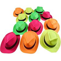 Ifavor123 Pack of 12 Bright Neon Color Plastic Gangster Hats - Themed Party Fedora Hat Accessor