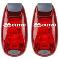 BLITZU Cyborg LED Safety Light 2 Pack + Free Bonuses - Clip On Running Lights for Runner, Kids, Joggers, Bike, Dogs, Walking, Tail Light Accessories for Your Reflective Gear, Night time, Bicycle Red