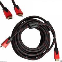 CableVantage PREMIUM HDMI CABLE 50FT For 3D DVD PS3 HDTV XBOX LCD HD TV 1080P Red Mesh High Speed Gold-plated Cord Braided Nylon Cord, Gold Tip