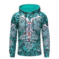 Men Hoodies Pullover Sale,deatu Clearance Mens Autumn Long Sleeve National Style Print Sweatshirt Top Tee Outwear(Green ,L)