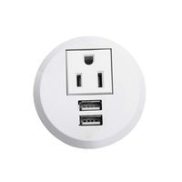Desktop Power Grommet USB Outlet 2 Inch Hole Desk Grommet Power Outlet Build-in 1 US Standard Outlet and 2 USB Charging Station with 6.56 FT Extension Power Cord for Office Home Furniture Hotel
