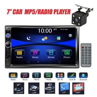 Regetek Car Stereo Double Din 7" Touchscreen in Dash Stereo Car Audio Video Player Bluetooth FM AM Radio Mp3 /TF/USB/AUX-in/Subwoofer/Steering Wheel Controls + Remote Control+Rear View Camera
