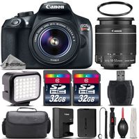 Canon EOS Rebel T6 DSLR Built-In Wi-Fi with NFC Camera + Canon EF-S EF-S 18-55mm f/3.5-5.6 IS II Lens + 64GB Storage + LED Kit + Case + UV Filter + Card Reader - International Version