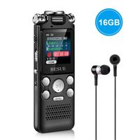 Digital Voice Recorder - 16GB Voice Activated Recorder with Playback USB Rechargeable, Noise Cancelling Audio Recorder for lectures, Double Microphone for HD Sound Recording Metal Casing Dictaphone