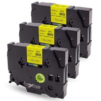 Absonic Heat Shrink Tube HSe-611 HSe611 5.8mm Label Tape Cassette Compatible for Brother P-Touch PT-E300 PT-H300 PT-E500 PT-E550W PT-P750WVP PTE800W LabelMaker, Black on Yellow, 0.23'' x 4.92', 3-Pack