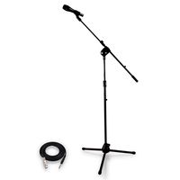 PYLE-PRO Dynamic Microphone and Tripod Stand -  Height Adjustable from 2.6' to 5.1' ft and Telescoping Boom Arm Mic Length 7.48'' Inch w/ Acoustic Pop Filter - Includes 15' ft XLR Cable PMKSM20