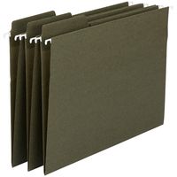 Smead 100% Recycled FasTab Hanging File Folder, 1/3-Cut Built-in Tab, Legal Size, Moss, 20 per Box (64137)