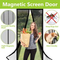Aoocan Magnetic Screen Door - Heavy Duty mesh Door Screen and Full Frame Hook & Loop Fits Door Size up to 34"-82" Max- Black | Fresh air in & Keep Bugs Out