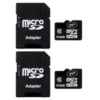 YC 2 Pack (16GB+Adapter) Micro SD Card MicroSDXC TF Memory Card Class10 U1 with SD Adapter 2 x (16GB+Adapter)
