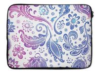EmbraceCase Ink-Fuzed Neoprene Laptop Sleeve with Purple and Blue Flowers (15.6")