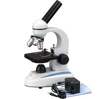AmScope M149 Compound Monocular Microscope, WF10x Eyepiece, 40x-400x Magnification, LED Illumination, Brightfield, Single-Lens Condenser, Plain Stage, 110V or Battery-Powered, Heavy-Duty Metal Frame