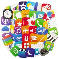 Apple App Stickers for Laptop 50Pcs Pack, Teen Waterproof Vinyl Water Bottle Phone Computer Notebook Car Skateboard Motorcycle Bicycle Luggage Guitar Bike Decal
