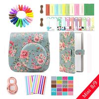 Ngaantyun 8 in 1 Accessories Bundles For Fujifilm Instax Mini 8/9 Camera (Green Flower Case/Close-up Lens/Album /Wall Hang Frames/Film Stickers/Corner sticker)