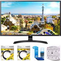 LG 32" 3840x2160 Ultra HD 4k LED Monitor (32UD59-B) with 2x 6ft High Speed HDMI Cable Black, Universal Screen Cleaner & SurgePro 6 NT 750 Joule 6-Outlet Surge Adapter with Night Light