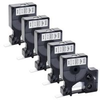 Absonic 18443 3/8'' White Rhino Industrial Permanent Vinyl Label Tape Compatible for DYMO LabelWriter and Rhino IND 5200 5000 4200 6000 1000 3000 Label Makers, Black on White, 9mm x 5.5m, 5-Pack