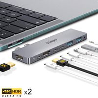 USB C Hub, Intpw Dual HDMI 4K USB-C Adapter for MacBook Pro 2018/2017/2016 with Thunderbolt 3 Port, Type- C Multiport Adapter,USB C Docking Station Compatible for Mac Pro and Other Type C Laptops