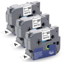 Absonic Tz Tape TZ-251 TZ251 TZe-251 Standard Laminated Label Tape Compatible for Brother P-Touch PT-D600 PT-D600VP PT-P700 PT-P750W PT-2730 PT-2730VP (1" x 26.2', 24mm x 8m, Black on White) - 3 Pack