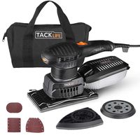 TACKLIFE 3 in 1 Electric Sander, Multifunction Sander with 15 Pcs Sandpapers, Orbital/Detail/Sheet Sander with Efficient Dust Collection System, 6 Variable Speed Power Sander Machine, DIY - MDS01B