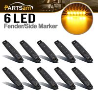 Partsam 10Pcs 3.8" Thin Amber Led Side Marker Indicator Lights 6 LED Smoke Lens Waterproof 12V Trailer Lorry Van Led Marker Lights for Trucks Sealed, Boat Marine Led Utility Strip Lights