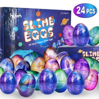 heytech 24 PCS Egg Slime Easter Eggs Colorful Planet Putty Slime Balls Putty-Non Sticky, Stress & Anxiety Relief, Super Soft & Squishies Sludge Toy Party Favor Gift for Kids and Adults