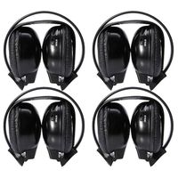 Four Pack of Two Channel Folding Adjustable Entertainment Infrared Headphones 3.5mm Auxiliary Cords Wireless IR DVD Player Head Phones for in Car TV Video Audio Listening