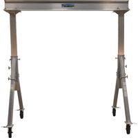 Vestil AHA-4-8-8 Aluminum Adjustable Gantry Crane, 4000 lb. Capacity, 8' Overall Beam, 96" Usable Trolley Travel Distance, Under I-Beam Range 68"-96", 76.19" Height