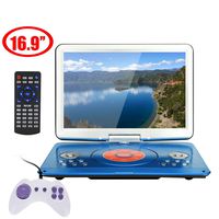 YOOHOO 16.9'' Portable DVD Player with 6 Hours Rechargeable Battery,14.1'' HD Swivel Large Screen,Remote Controller,Supports SD Card, USB Port and Multiple Disc Formats (Blue)