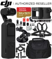 DJI Osmo Pocket Gimbal with Essential Action Accessory Bundle - Includes: SanDisk Extreme 64GB microSDXC Memory Card + DJI Accessory Mount + Flexible Gripster Tripod + Suction Cup Mount + More