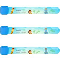 Reusable Child Safety ID Bracelets, Waterproof Adjustable Travel ID Wristbands for Kids, One Size Fits All, Blue, Pack of 3