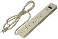 Leviton 5300-PS 120 Volt, 15 Amp, Surge Protected, 6-Outlet Strip with Switch, Data Sensitive, 6 Feet Cord Length, Beige