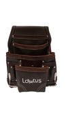 LAUTUS Oil Tanned Leather Tool Pouch Bag | Carpenter, Construction, Framers, Handyman | 10 Pockets, 2 Hammer Holders | 100% LEATHER