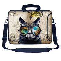 Meffort Inc 17 17.3 inch Neoprene Laptop Bag Sleeve with Extra Side Pocket, Soft Carrying Handle & Removable Shoulder Strap for 16" to 17.3" Size Notebook Computer - Cool Cat
