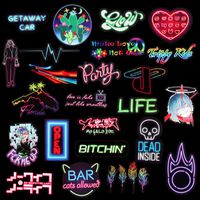Decal Stickers Neon Laptop Sticker 50 PCS Neon Stickers for Water Bottle,Waterproof Vinyl Decal Stickers for Car Motorcycle Car Bicycle Luggage Graffiti Patches Skateboard Hydro Flasks (Neon)