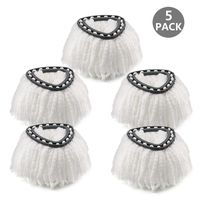 Mop Head Refill for Spin EasyWring Mop Replacement Head Microfiber, White (5 Pack)