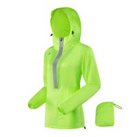 Shelcup Women's Hooded Windproof Reflective Jacket Packable Outdoor Pullover, Fluorescent Green XXL