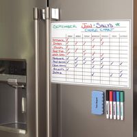 Whiteboard Chore Chart - Magnetic Dry Erase Chore Board for Multiple Kids - Chores White Board for Fridge - 17X12" - 5 Markers & Eraser with Strong Magnet - Family Refrigerator Weekly Planner