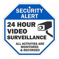 Lieomo 0.4mm Aluminum Video Surveillance Sign,Security Alert 24 Hour Video Surveillance All Activities are Monitored,10"X10"