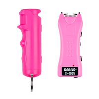 SABRE RED Pepper Spray Keychain & Stun Gun for Self-Defense - Police Strength OC Spray Plus Rechargeable, Small Stun Gun with Flashlight & Holster - Flip Top is Easier & Faster to Use Under Stress