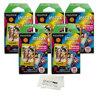 Fujifilm Instax Mini 8 and Mini 9 Instant Film 5-Pack (50 Sheets) Value Set for Fujifilm Instax Mini 8 and 9 Cameras - Rainbow ...
