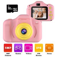 Kiditos Kids Digital Camera - HD Mini Camera Toy Recorder for 3-11 Years Old Kids - Shockproof -1080P Toddler Video Recorder and Photography - Gift for Boys & Girls- Includes Bonus 32GB SD Card (Pink)