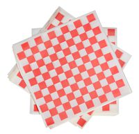 1000 Sheets of Red and White Checkered, Grease - Resistant, Basket Liners / Deli Paper
