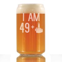 I Am 49 + 1 Middle Finger - 16 oz Beer Can Pint Glass - Funny 50th Birthday Gifts for Men or Women Turning 50