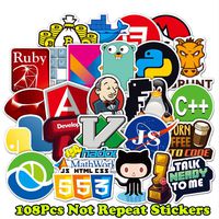 Laptop Stickers for Developer (108PCS)- Programming Stickers of Front-end dev,Back-end Languages Stickers for Software Developers, Engineers, Hackers, Programmers, Geeks, and Coders