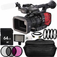 Panasonic AG-DVX200 4K Handheld Camcorder (International Model) No Warranty 12PC Accessory Bundle. Includes 64GB SD Memory Card + 3PC Filter Kit (UV-CPL-FLD) + More