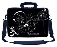 Meffort Inc Custom/Personalized Laptop Bag with Side Pocket & Shoulder Strap for Notebook Ultrabook Chromebook, Customized Your Name (17.3 Inch, White Swirl)