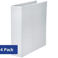 AmazonBasics Heavy-Duty D-Ring Binder - 2 Inch, White, 4-Pack