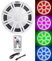 KICKER 45KM104 10" 350w Marine Boat Subwoofer Sub+White Grille w/LED's+Remote